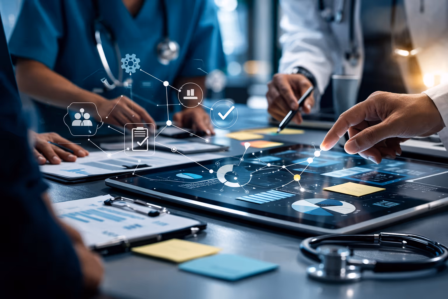 image of a team meeting (for a medical clinic)