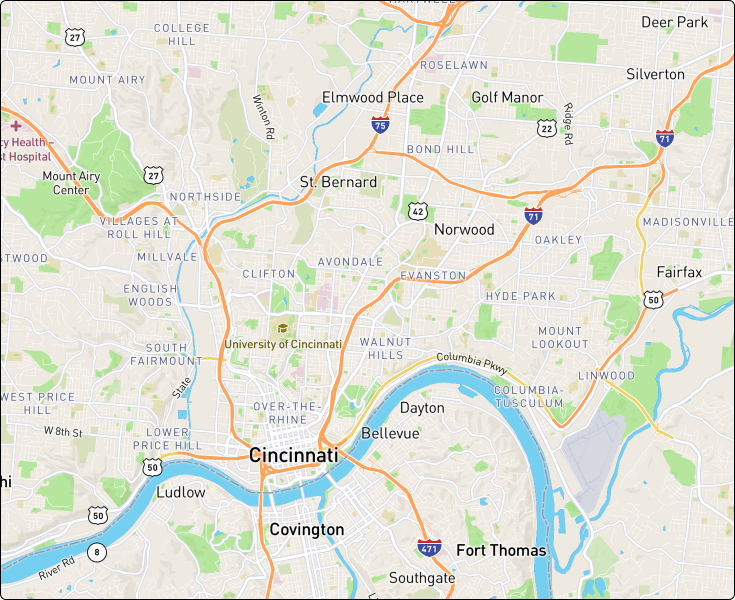 Service area map of Champagne Clean.