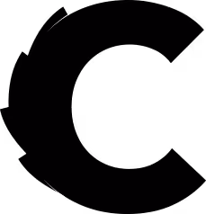 Black and white circular logo featuring a stylized hand holding a leaf inside the circle.