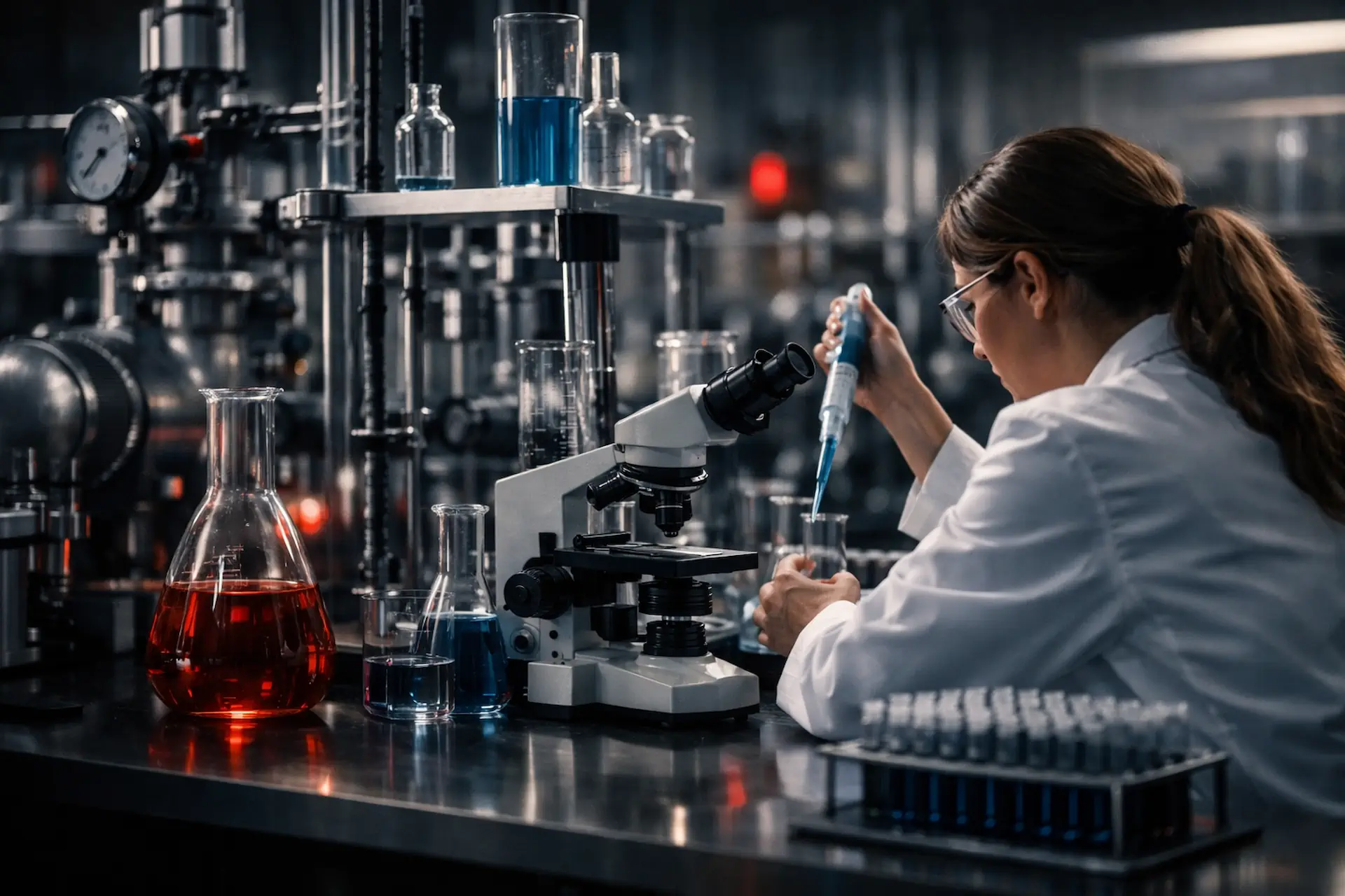 Echelon Chemicals laboratory microscope used for oilfield production chemistry analysis