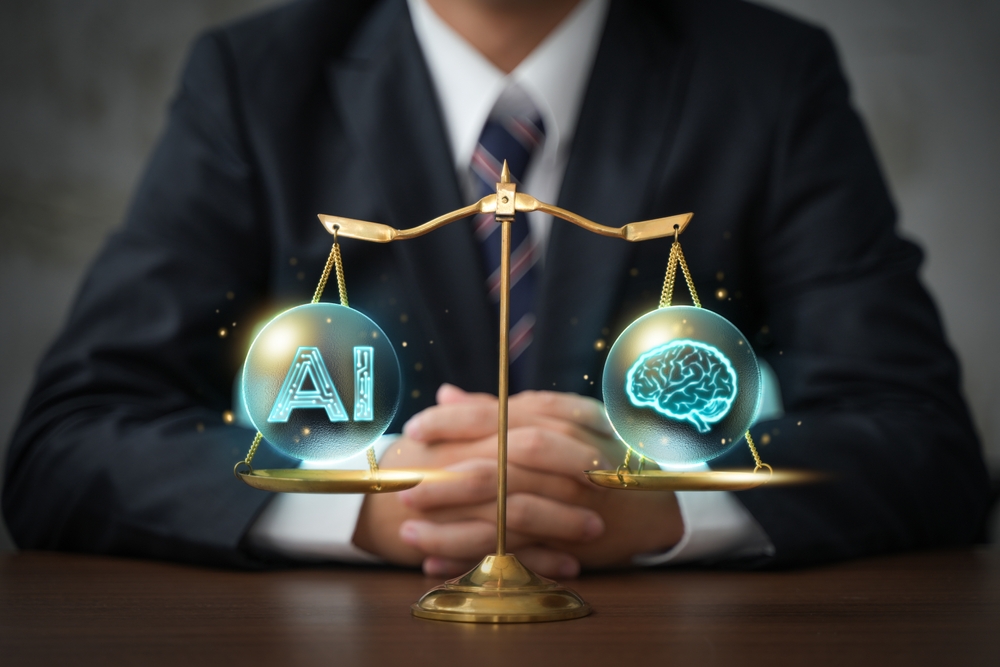 AI and brain balance representing AI lawyer capabilities