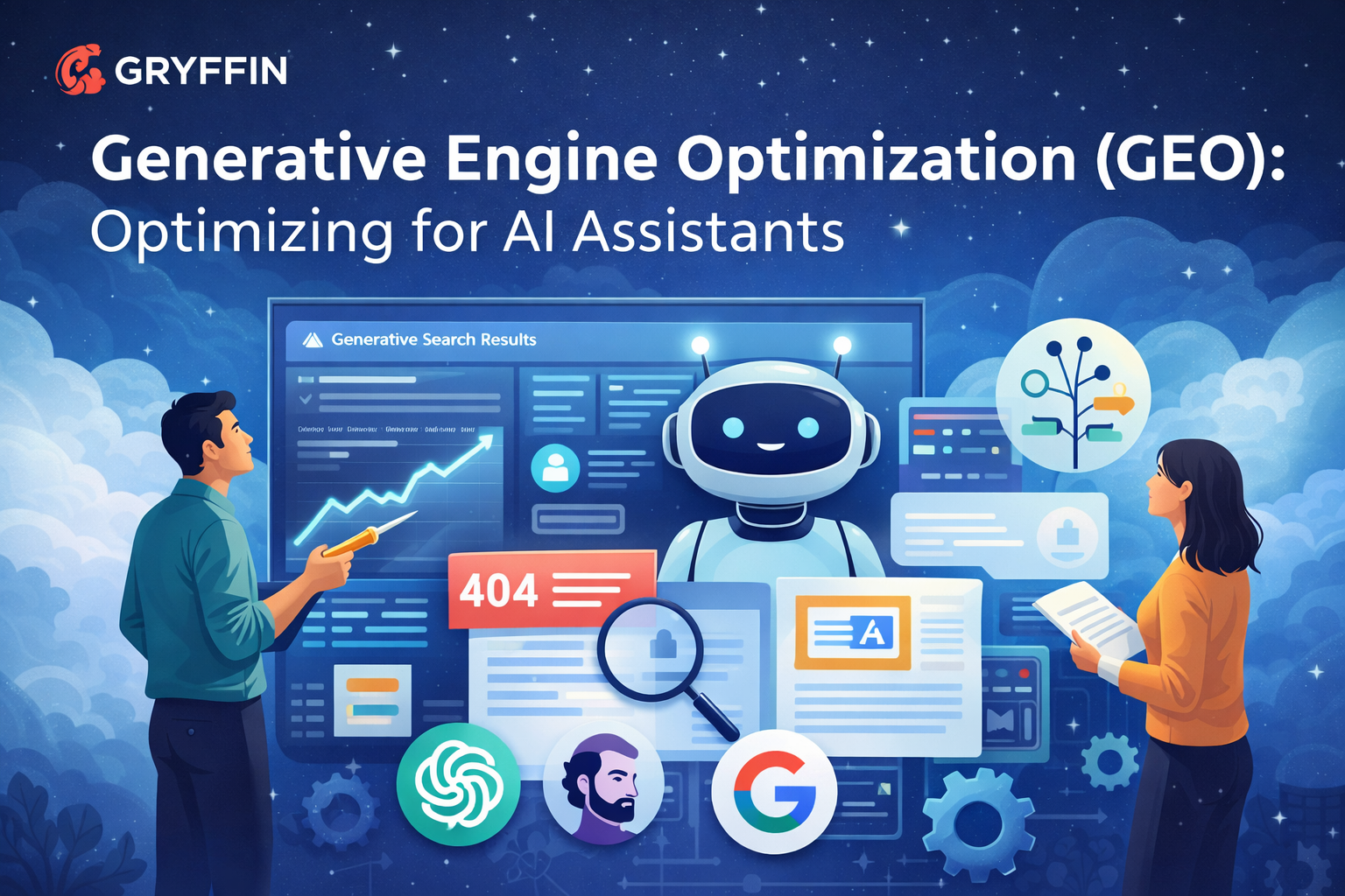 Illustration of Generative Engine Optimization for AI search assistants