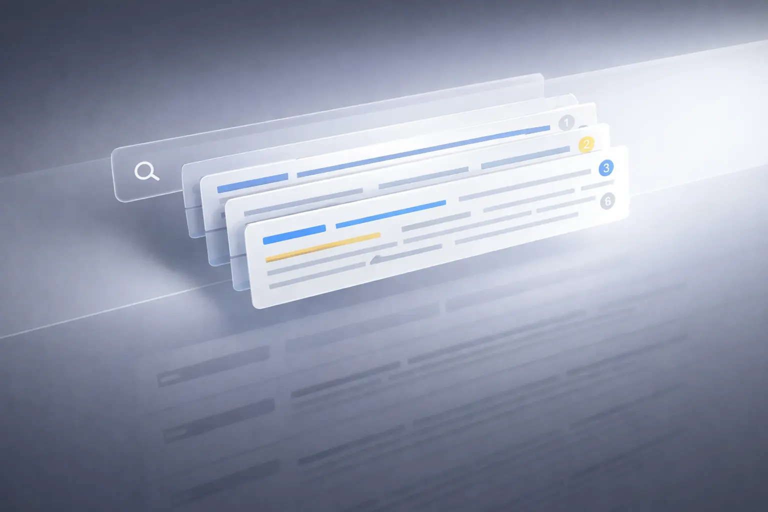 Illustration depicting AI-driven search results listing for SEO optimization.