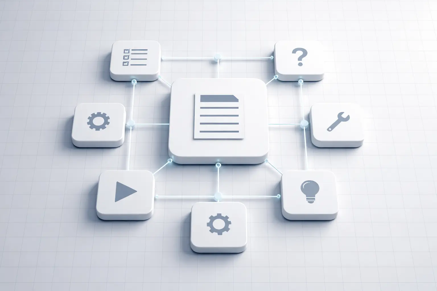 Diagram illustrating a connected system of elements for AI search engine optimization