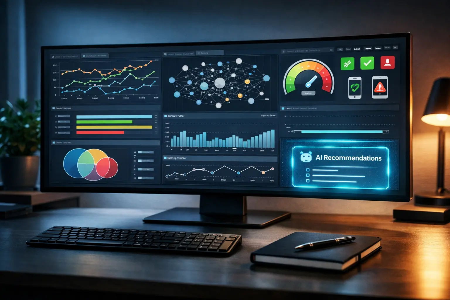 Detailed dashboard showcasing AI-driven SEO software analytics and recommendations.