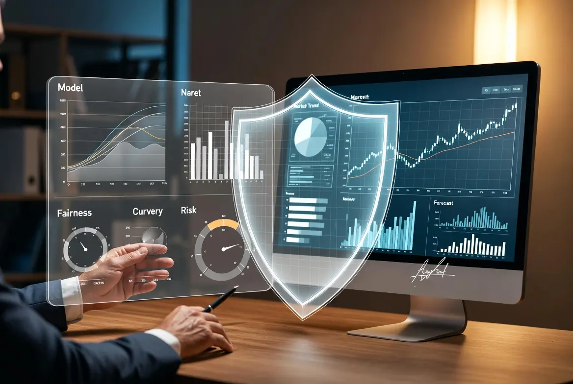 Dashboard displaying AI-driven analytics and risk assessment tools for enterprises