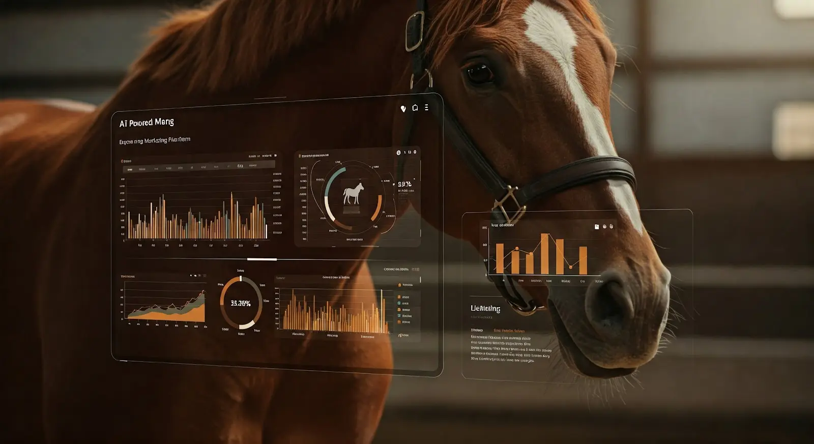 Dashboard showing AI analytics for equine business marketing strategies.