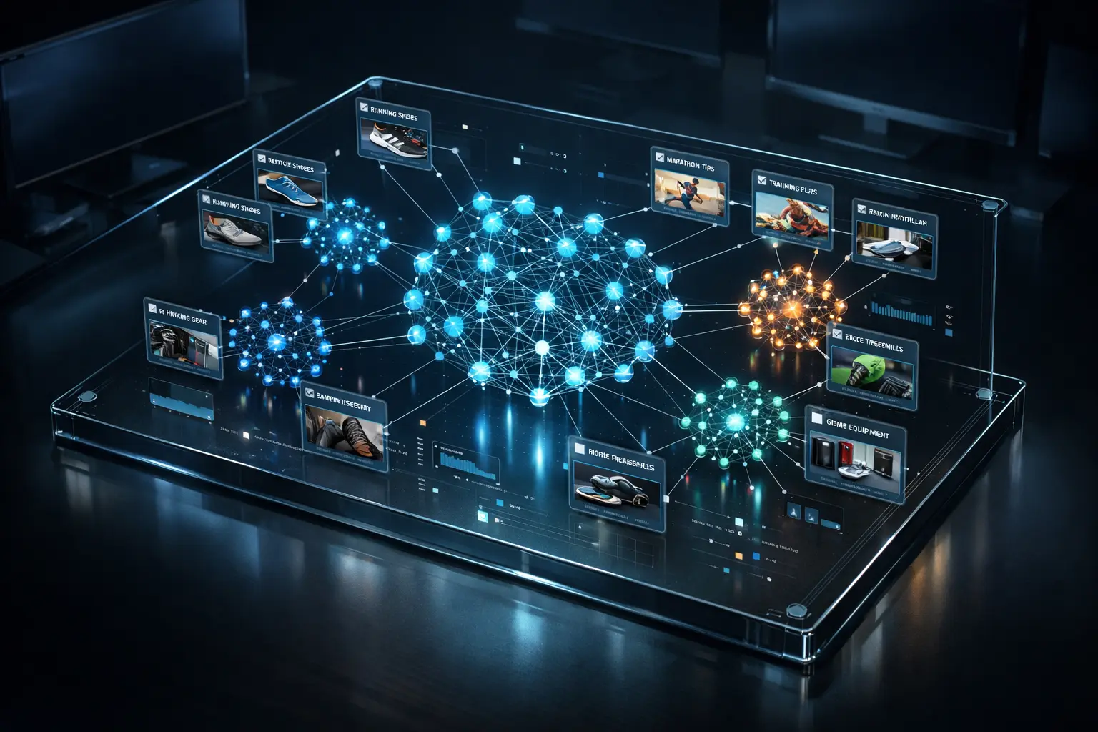 Digital network display showing ecommerce SEO strategy connections.
