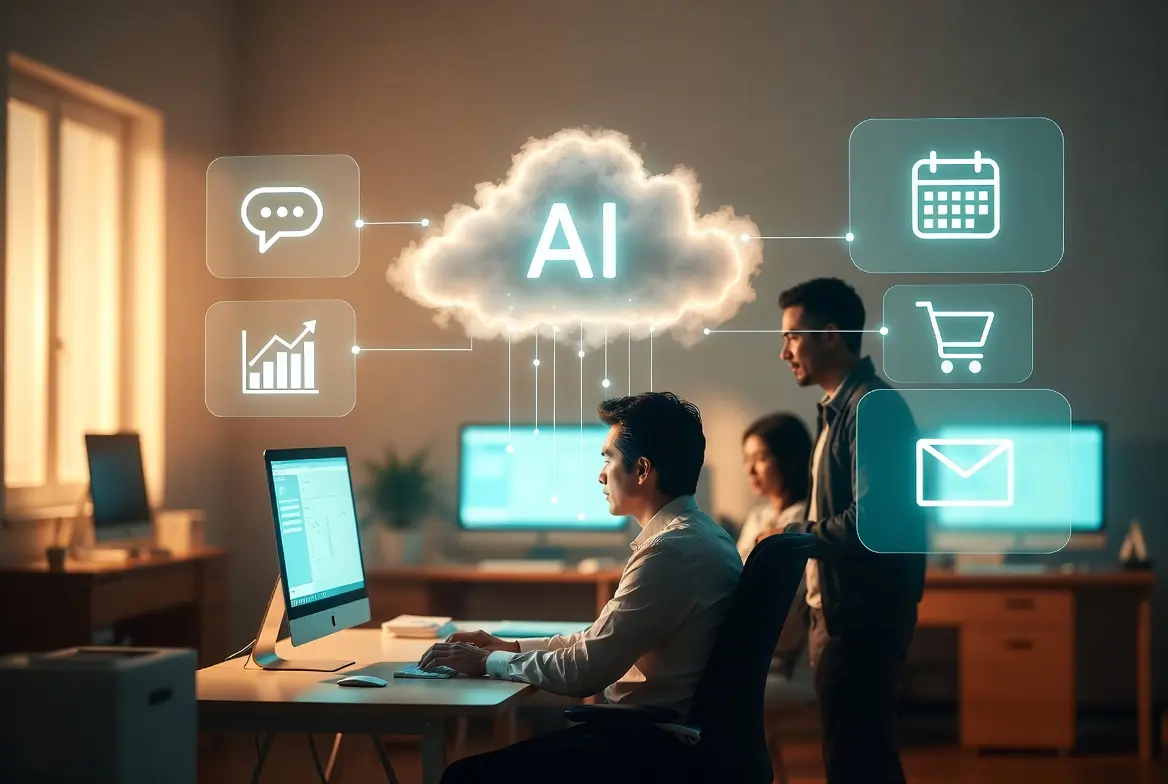 Professionals utilizing scalable AI tools for business task automation.