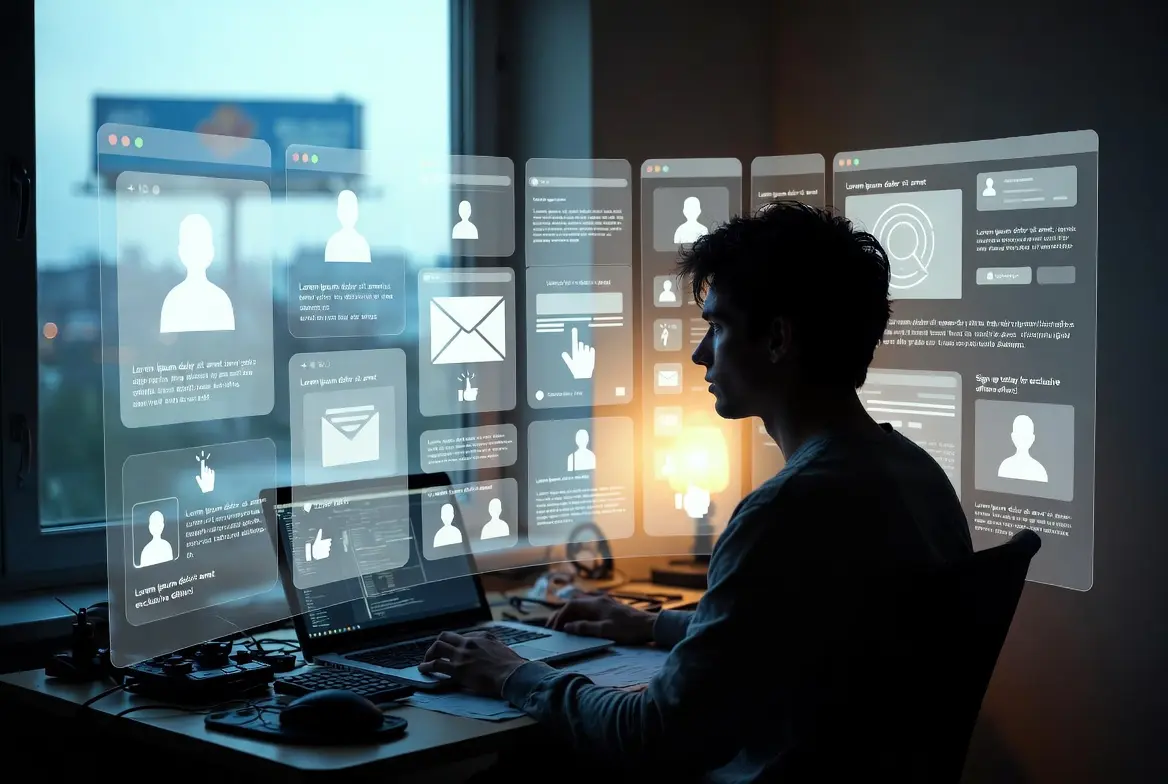 Person utilizing AI tools on a laptop, illustrating ai powered marketing strategies.