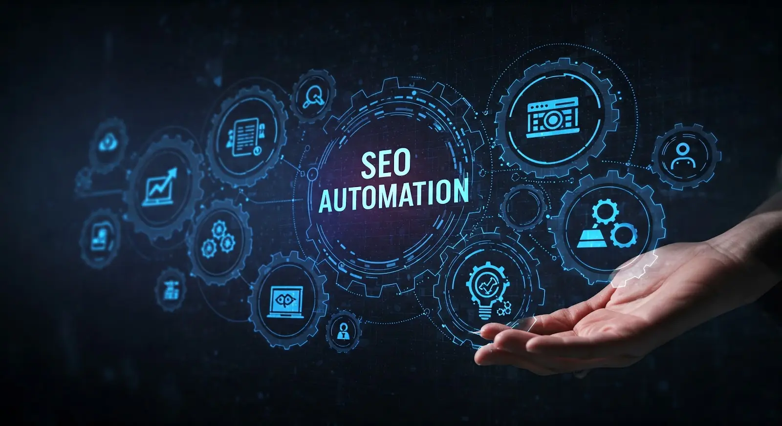 Conceptual gears illustrating AI SEO automation processes