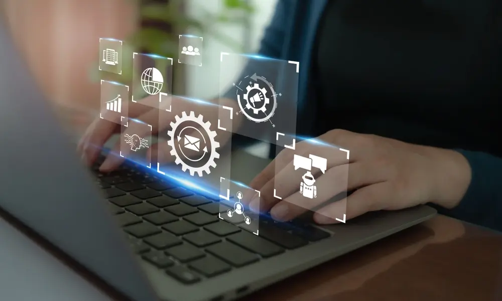Visualization of AI tools for automating real estate business processes with icons