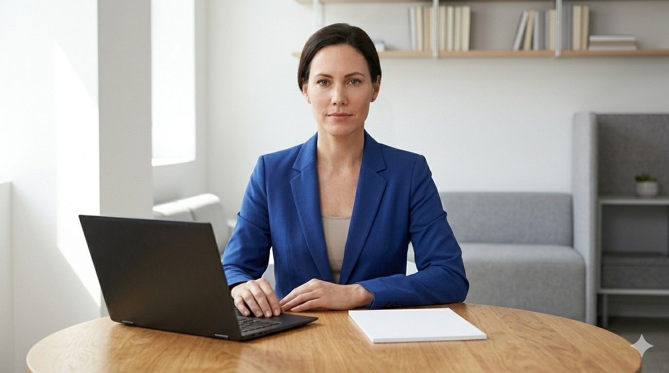 Confident professional employing techniques for AI search optimization