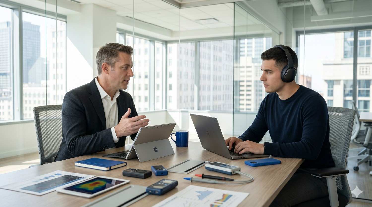 Office discussion on how to fix negative AI brand sentiment