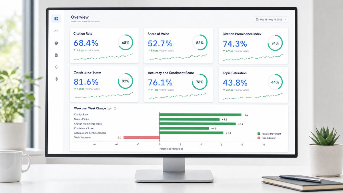 AI Search Tracker KPI Dashboard Citation Rate Share of Voice