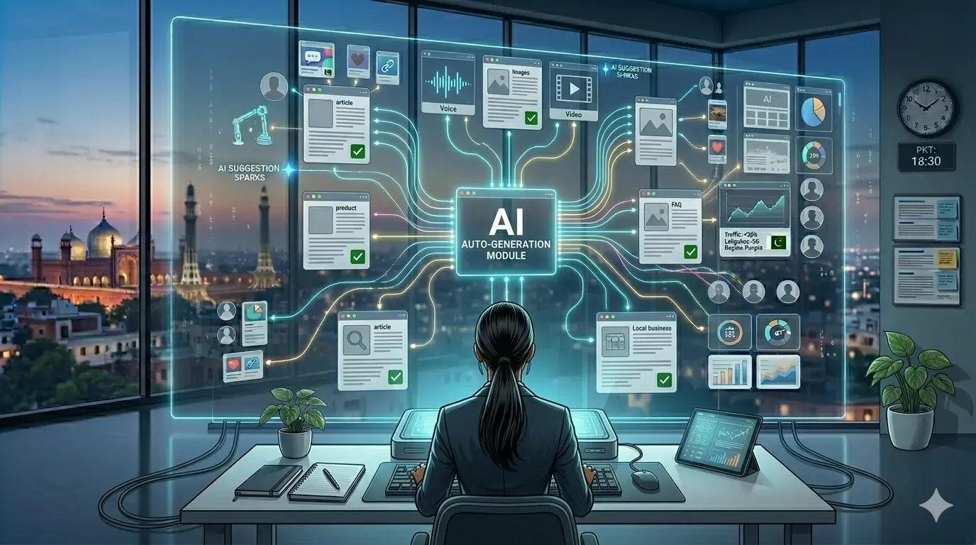 A professional using an AI schema generator with auto-generation module for content optimization.