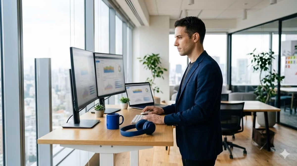 Professional studying AI-driven sales funnel metrics