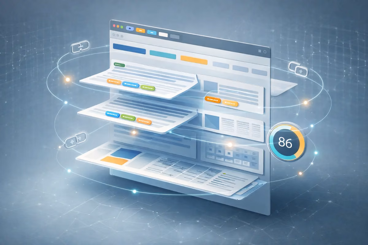 Interface of on-page SEO tools showcasing analysis and optimization metrics