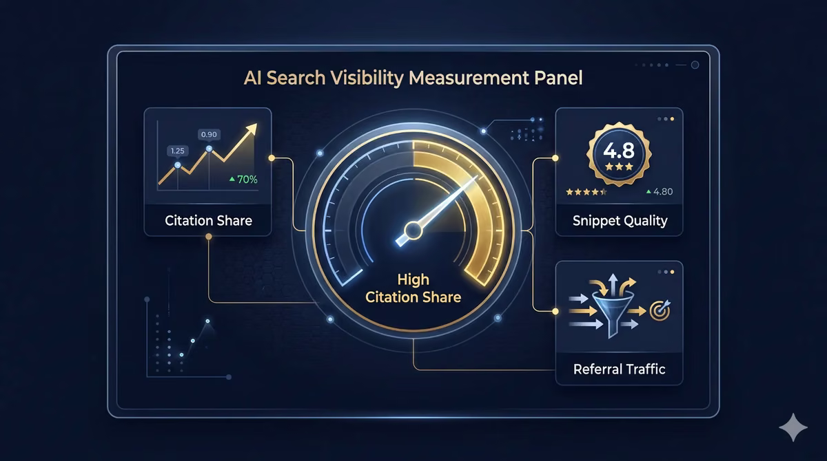 AI Search Visibility Measurement Dashboard Concept Illustration