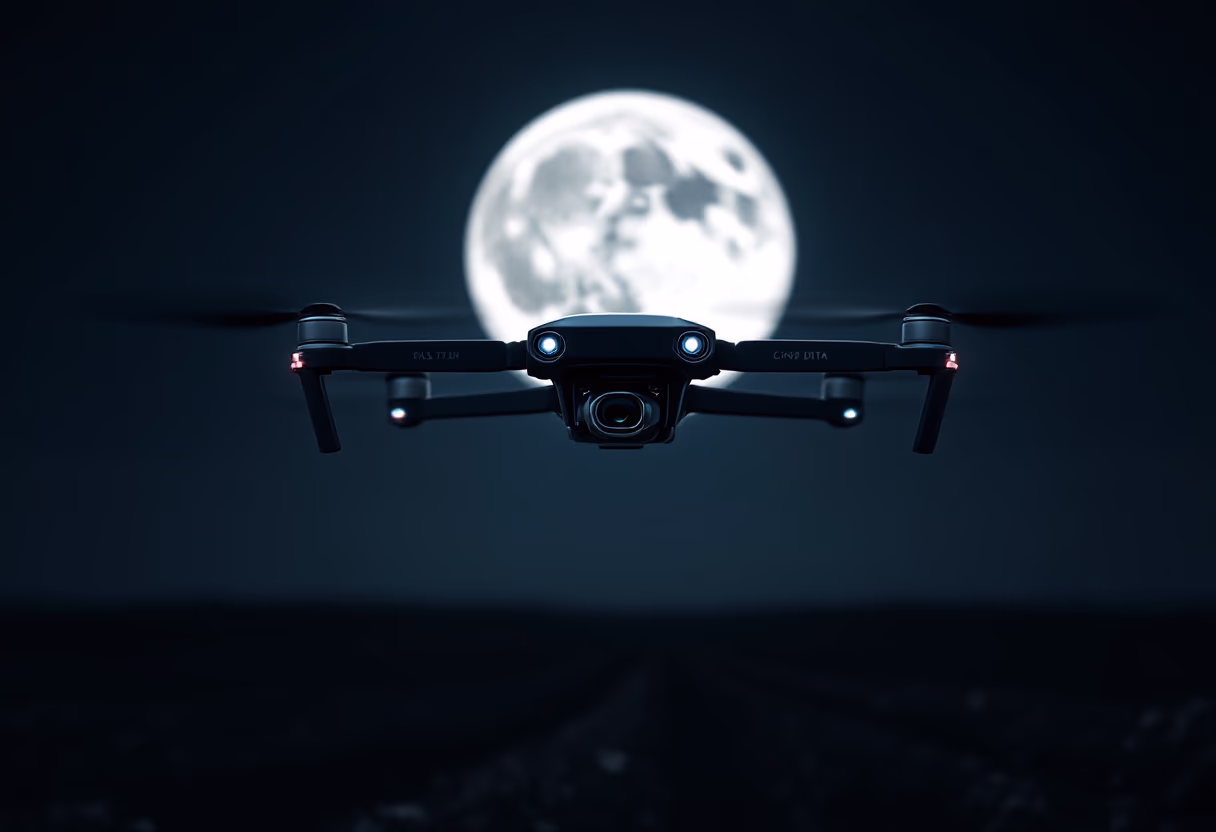 image of drone surveying crops