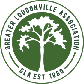 Seal of Great Loudonville Association with a stylized tree and text encircling it.