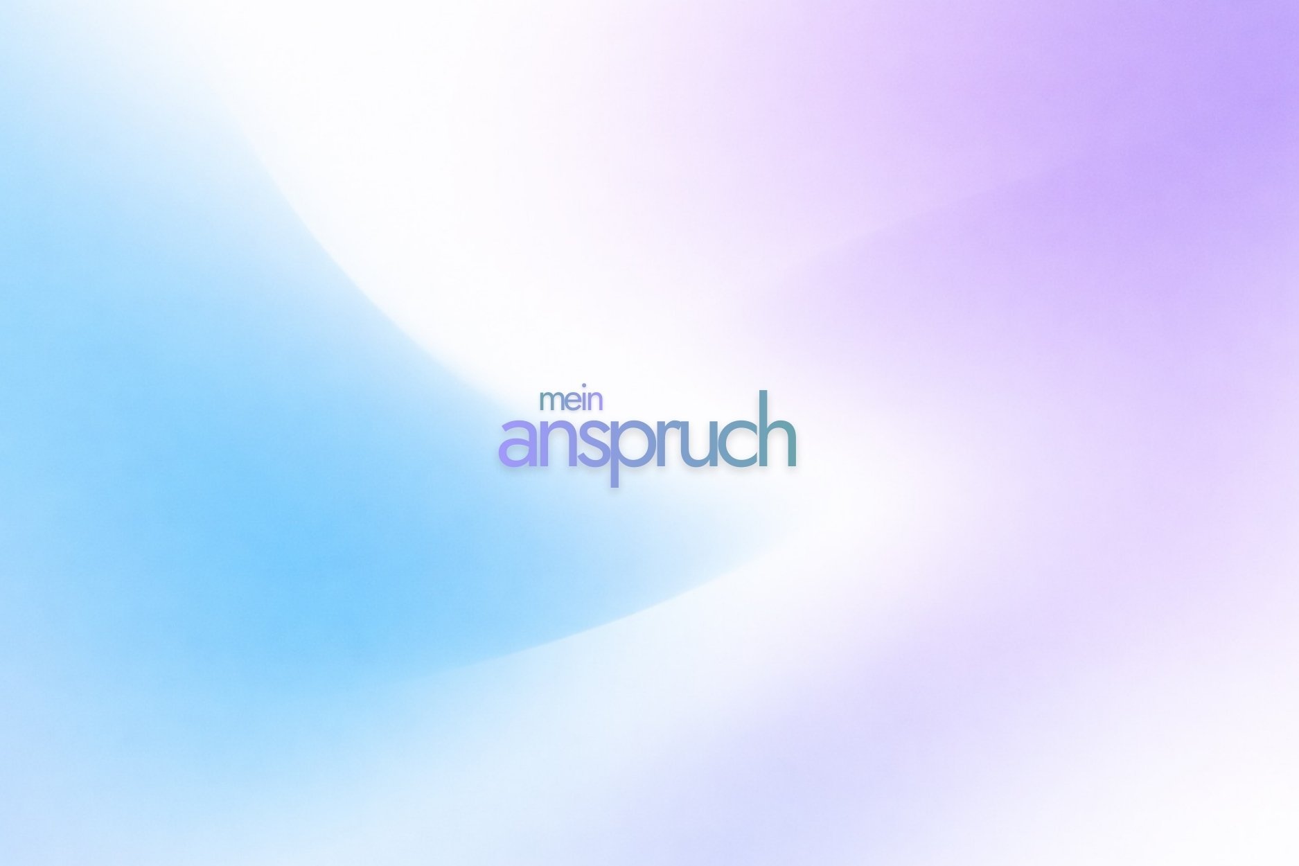 Text 'mein anspruch' centered on a soft blue and purple gradient background.