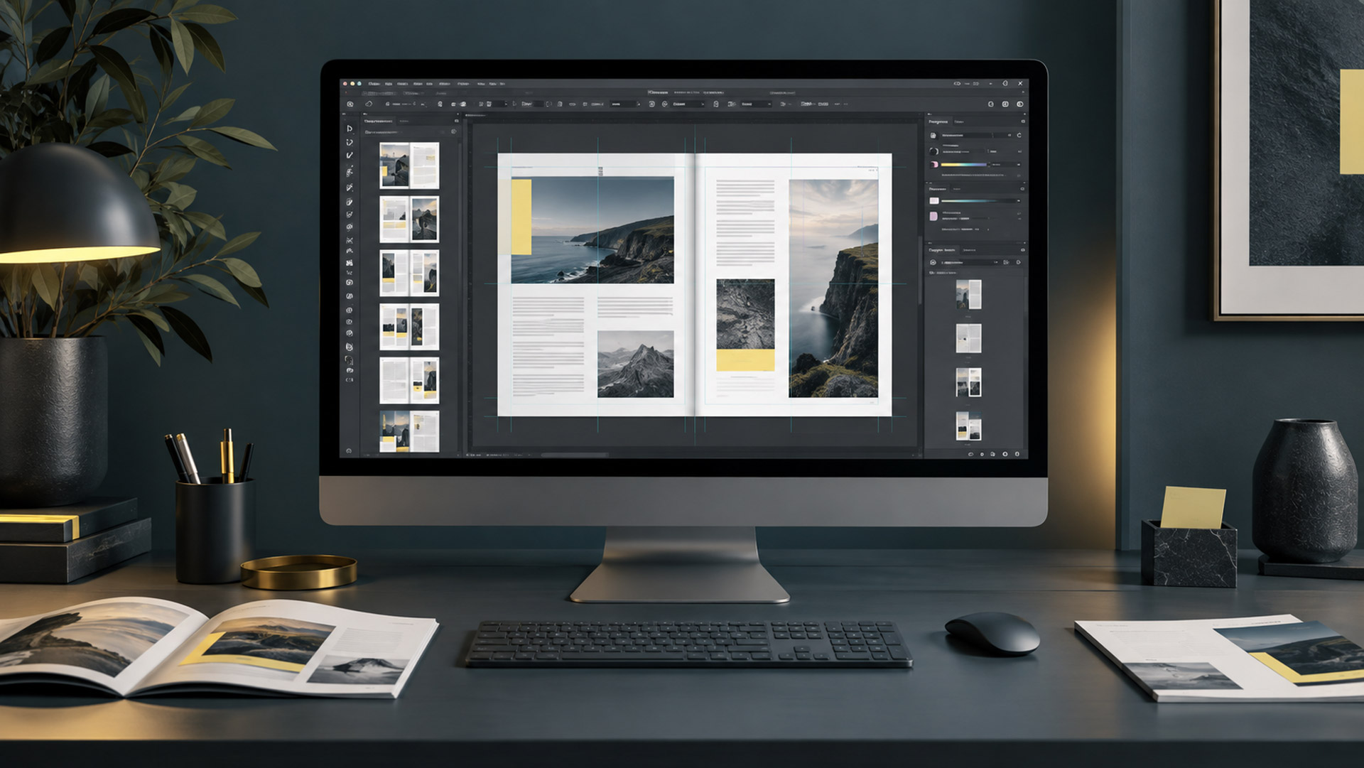 Écran d’ordinateur affichant une interface de mise en page InDesign dans le cadre d’une formation InDesign en ligne.
