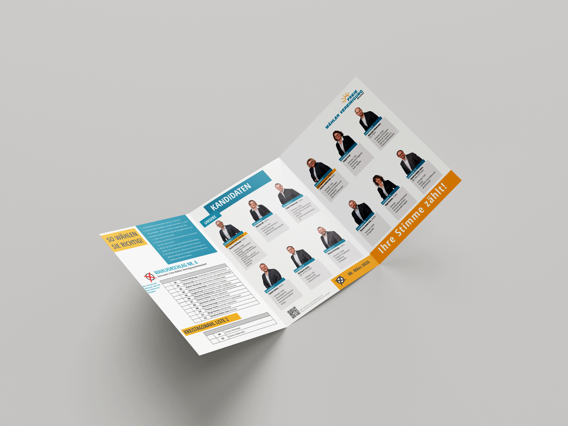 Ein Flyer der Freien Wähler Westendorf DinA4 und 6-seitig