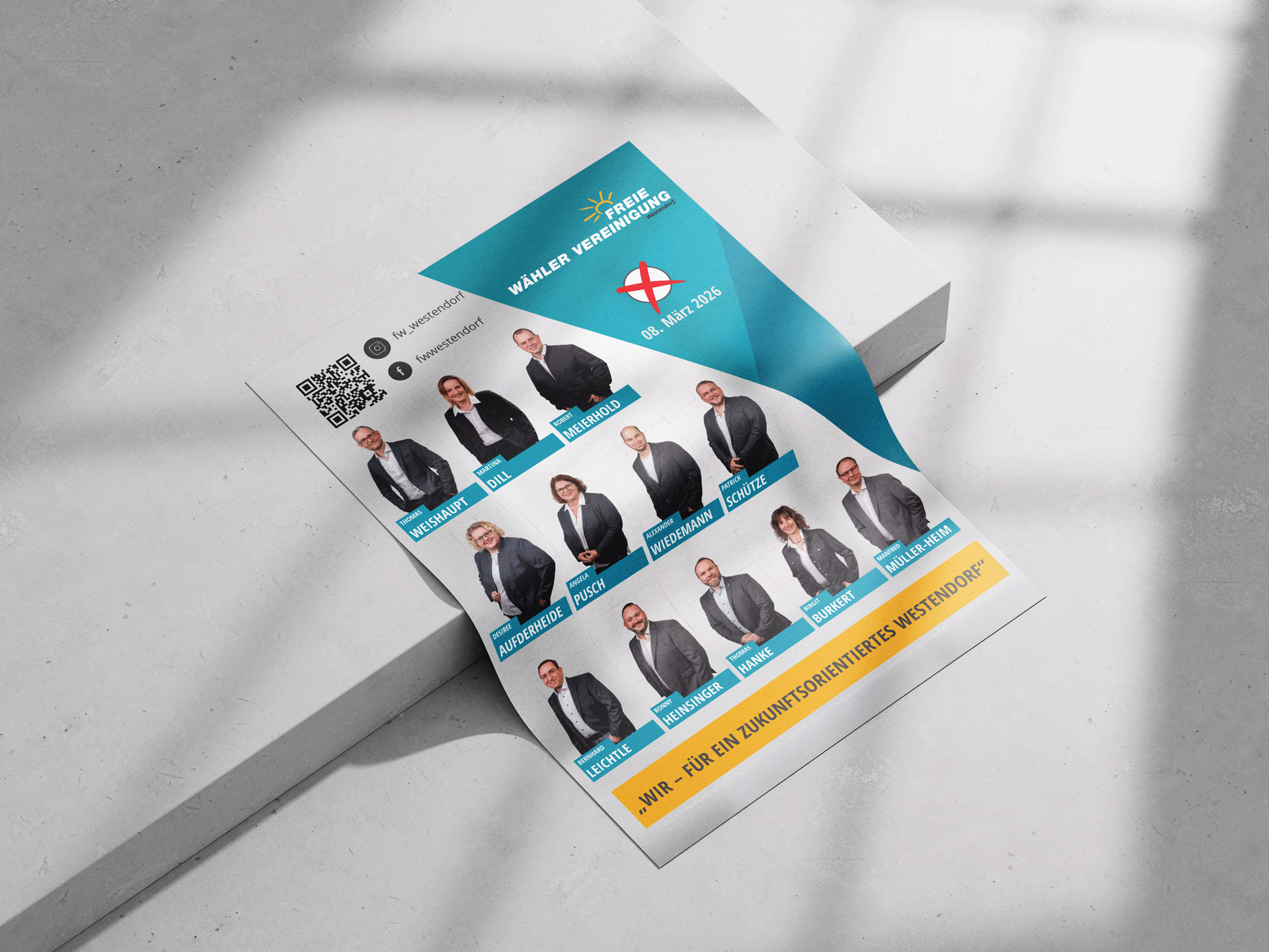 Ein Plakat der freien Wähler mit allen Kandidaten und dem Wahltermin