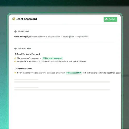 Reset password instructions showing conditions and steps to reset a user's password and send reset email with Okta reset password and Okta reset MFA links highlighted.