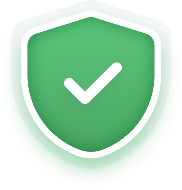 Green shield icon with a white check mark indicating security or verification.