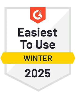 G2 badge for Easiest To Use Winter 2025.
