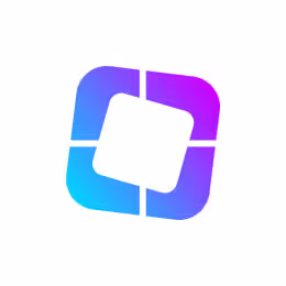 Colorful segmented square logo with gradient from blue to purple.