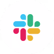Slack logo with overlapping colorful shapes in blue, green, yellow, and red.