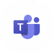 Microsoft Teams logo with two abstract people figures and a 'T' on a purple square.
