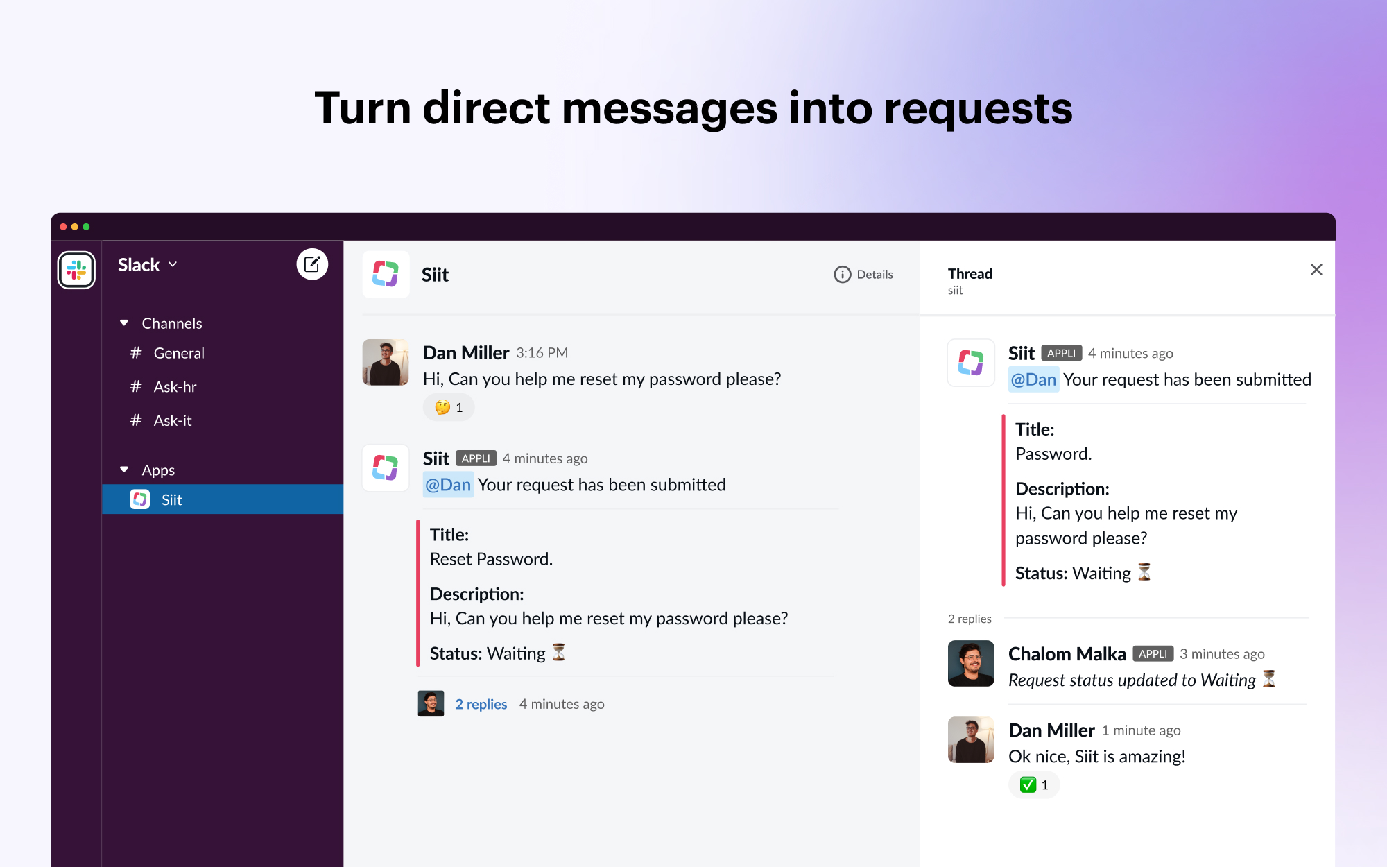 An image showing how Slack integrates with Siit
