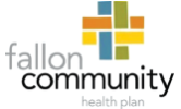 Fallon Community Health Plan logo with colorful overlapping squares above the text.