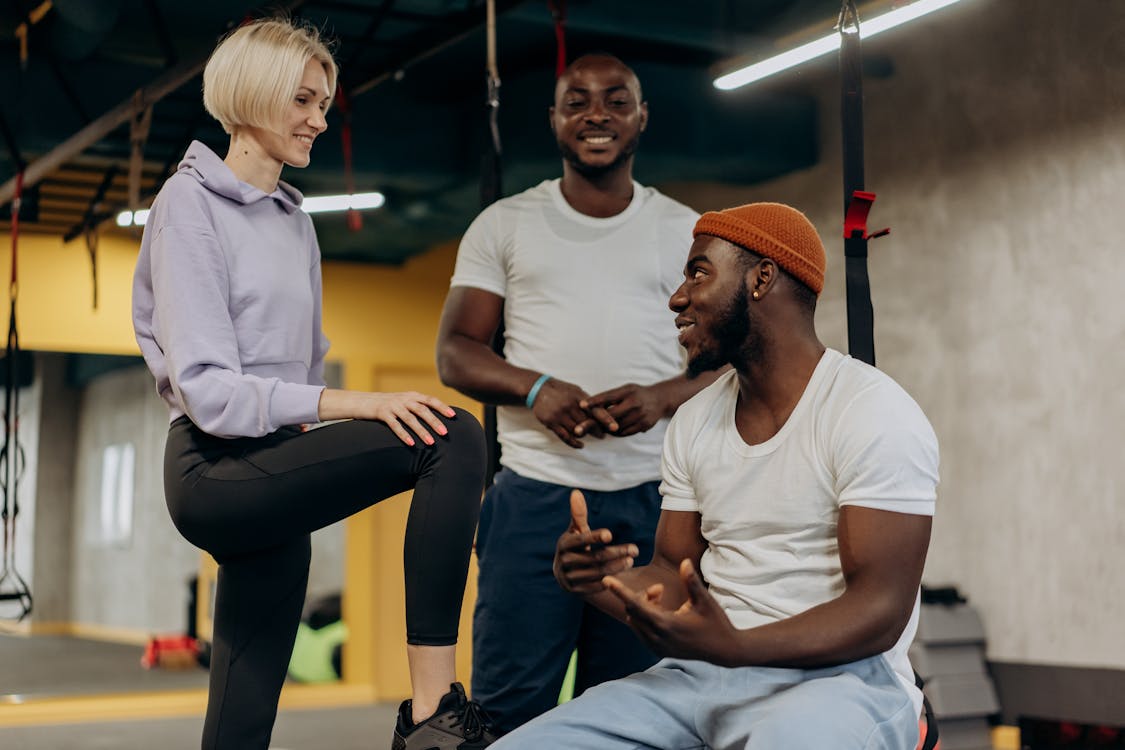 Free Three People Relaxing After Workout Stock Photo