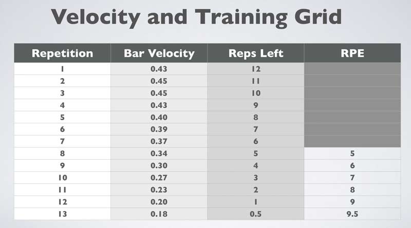 Velocity and training grid