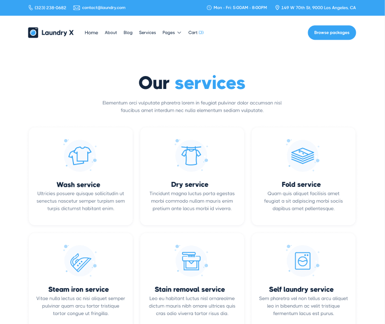 Laundry X - Services Main Page - Laundry Webflow Template