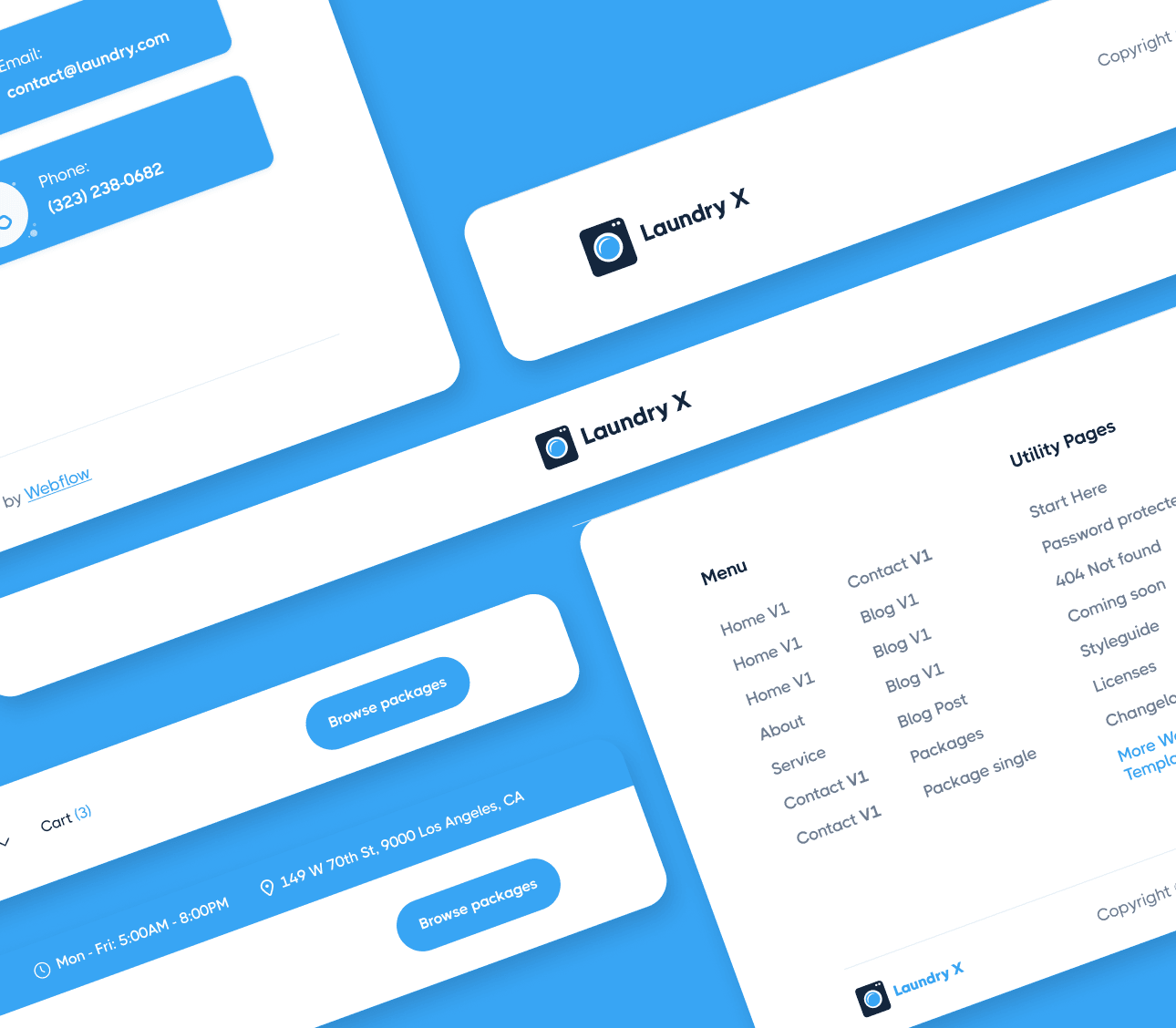 Laundry X - 3 Headers And Footers - Laundry Webflow Template