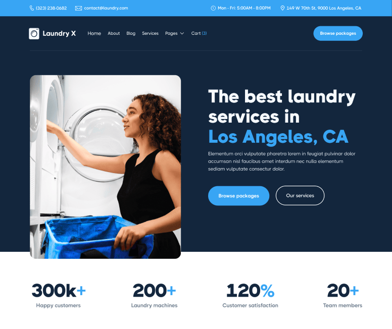 Laundry X - Home V2 Main Page - Laundry Webflow Template