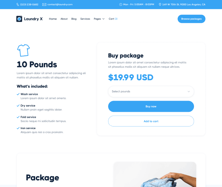 Laundry X - Package Single Main Page - Laundry Webflow Template