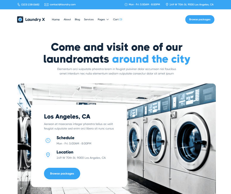Laundry X - Contact V2 Main Page - Laundry Webflow Template