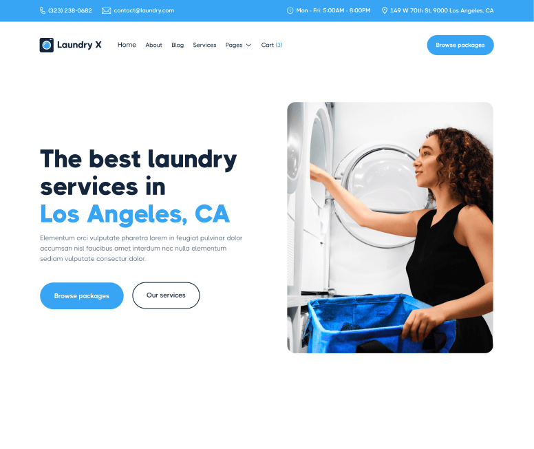 Laundry X - Home V1 Main Page - Laundry Webflow Template