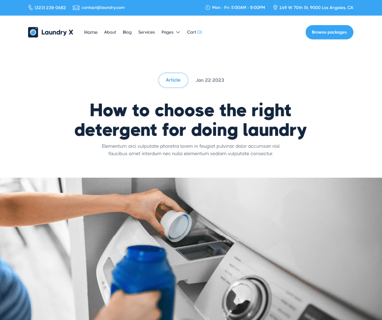 Laundry X - Blog Post Main Page - Laundry Webflow Template