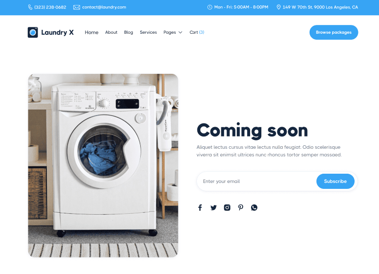 Laundry X - Coming Soon Utility Page - Laundry Webflow Template