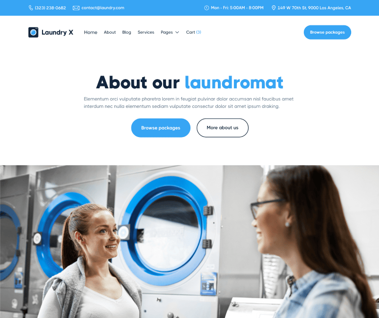 Laundry X - About Main Page - Laundry Webflow Template