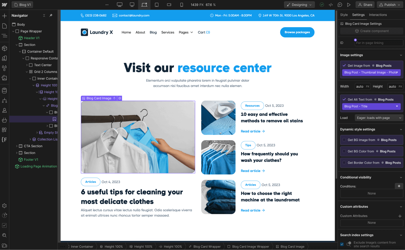 CMS Content - Laundry X Webflow Template
