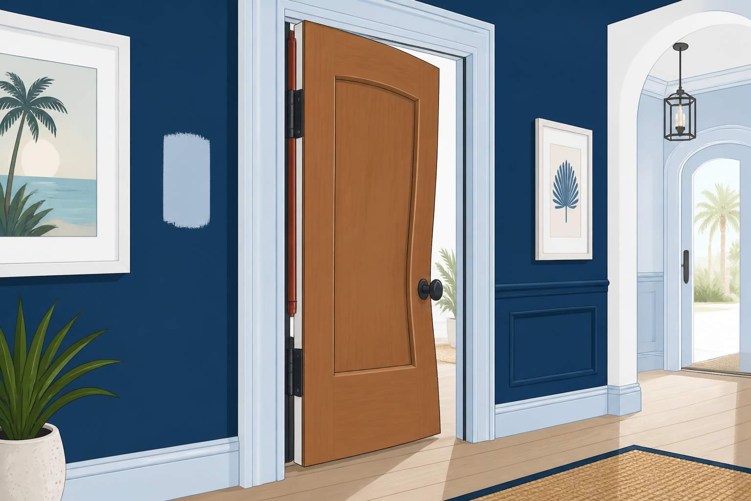 Learn how Florida homeowners can straighten a warped interior door with hinge adjustments, shims, and moisture treatment before considering replacement.